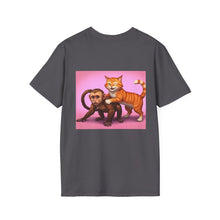 Load image into Gallery viewer, Playful Animal Graphic T-Shirt, Unique Cat and Monkey Tee, Casual Wear, Gift for Animal Lovers, Birthday Gift, Fun Everyday Style