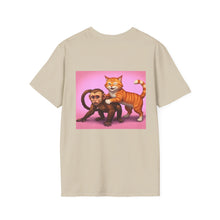 Load image into Gallery viewer, Playful Animal Graphic T-Shirt, Unique Cat and Monkey Tee, Casual Wear, Gift for Animal Lovers, Birthday Gift, Fun Everyday Style