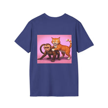 Load image into Gallery viewer, Playful Animal Graphic T-Shirt, Unique Cat and Monkey Tee, Casual Wear, Gift for Animal Lovers, Birthday Gift, Fun Everyday Style