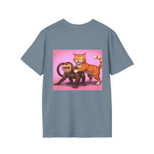 Load image into Gallery viewer, Playful Animal Graphic T-Shirt, Unique Cat and Monkey Tee, Casual Wear, Gift for Animal Lovers, Birthday Gift, Fun Everyday Style