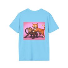 Load image into Gallery viewer, Playful Animal Graphic T-Shirt, Unique Cat and Monkey Tee, Casual Wear, Gift for Animal Lovers, Birthday Gift, Fun Everyday Style