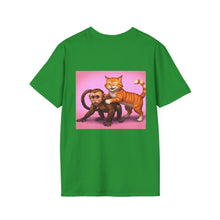 Load image into Gallery viewer, Playful Animal Graphic T-Shirt, Unique Cat and Monkey Tee, Casual Wear, Gift for Animal Lovers, Birthday Gift, Fun Everyday Style