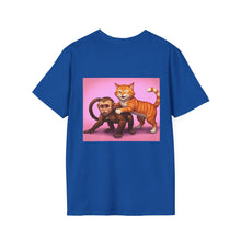 Load image into Gallery viewer, Playful Animal Graphic T-Shirt, Unique Cat and Monkey Tee, Casual Wear, Gift for Animal Lovers, Birthday Gift, Fun Everyday Style