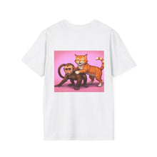 Load image into Gallery viewer, Playful Animal Graphic T-Shirt, Unique Cat and Monkey Tee, Casual Wear, Gift for Animal Lovers, Birthday Gift, Fun Everyday Style