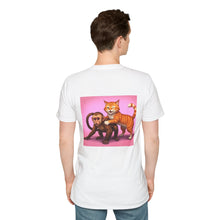 Load image into Gallery viewer, Playful Animal Graphic T-Shirt, Unique Cat and Monkey Tee, Casual Wear, Gift for Animal Lovers, Birthday Gift, Fun Everyday Style
